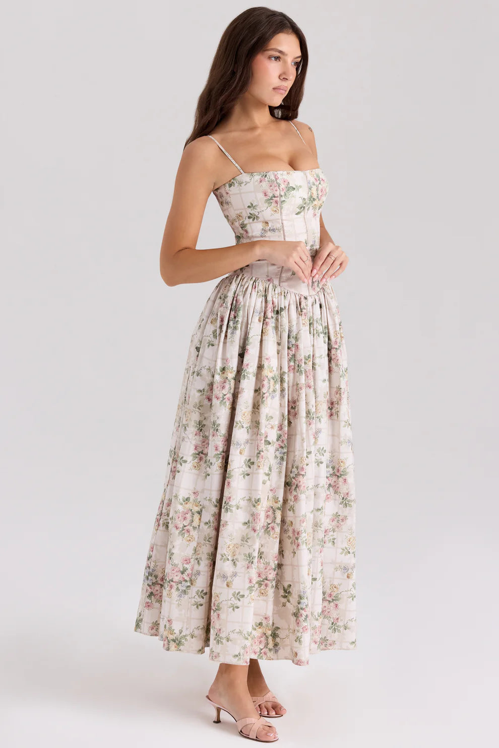 Cream Floral Print Sundress