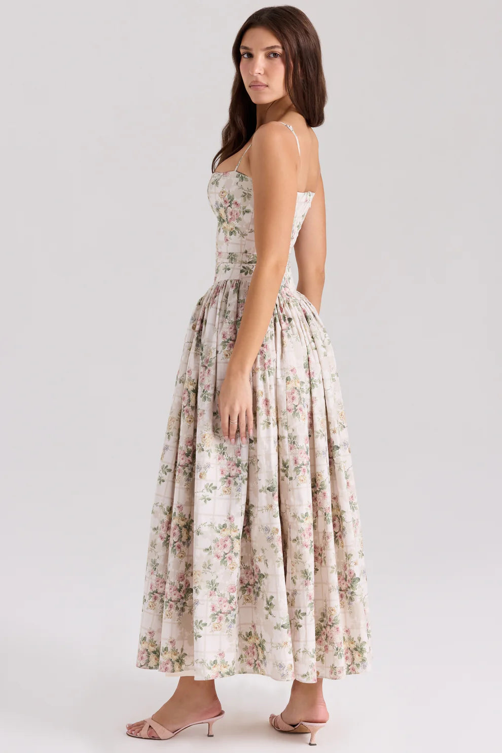 Cream Floral Print Sundress