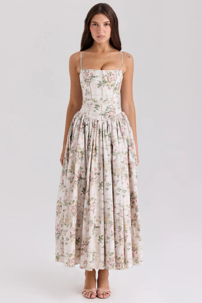 Cream Floral Print Sundress