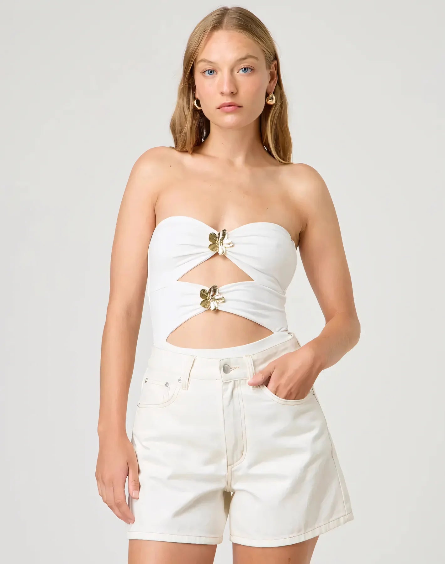 Strapless Flower Bodysuit