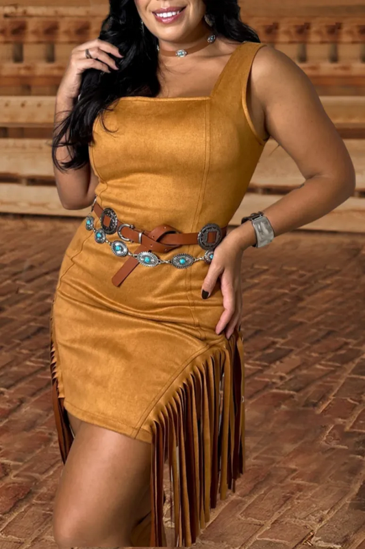 Desert Rose Fringe Dress